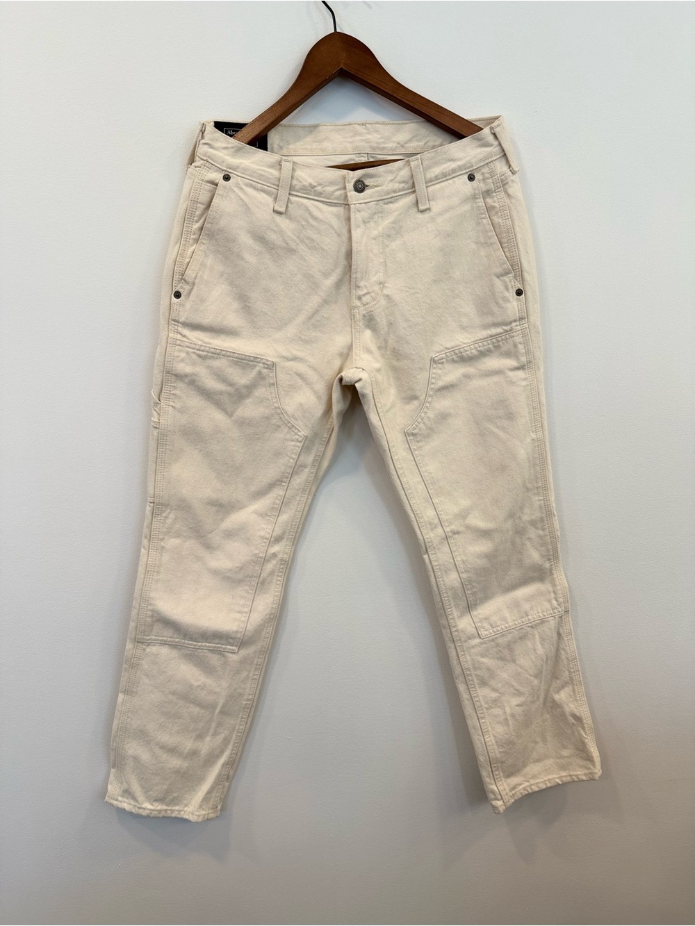 Abercrombie & Fitch Cream Straight Kennan Trousers